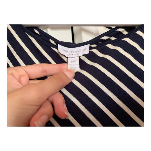 Lovely Blue Striped Blouse w/ Buttons on Sleeves - Picture 3 of 3